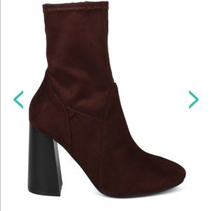 UrbanOG Faux Suede Round Toe Block Heel Bootie